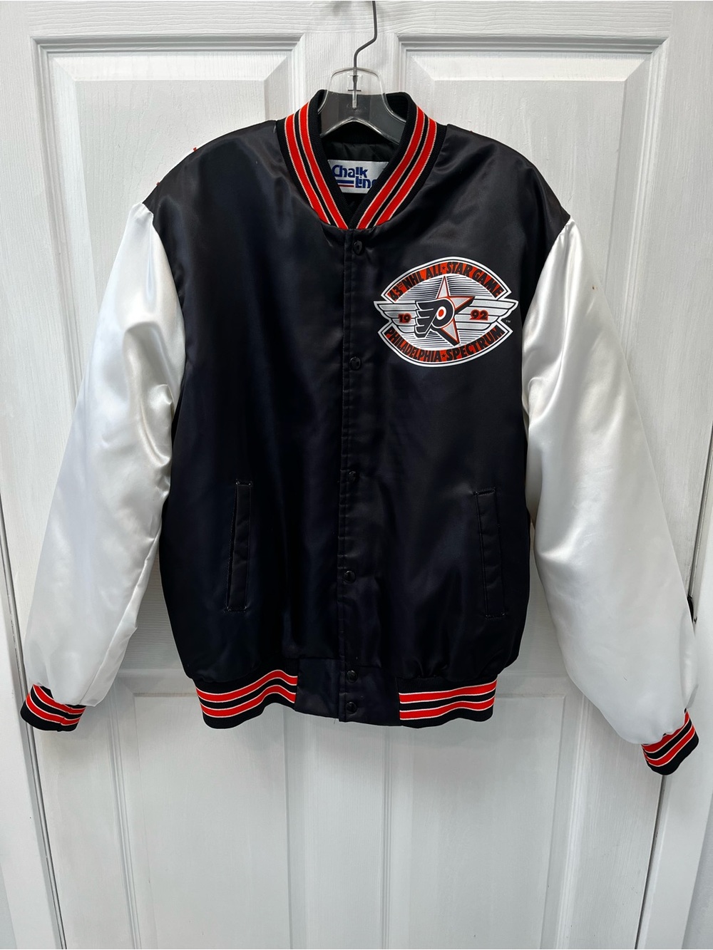 Vintage 90s Chalk Line Philadelphia Flyers 1992 All Star Game Satin Jacket Mens